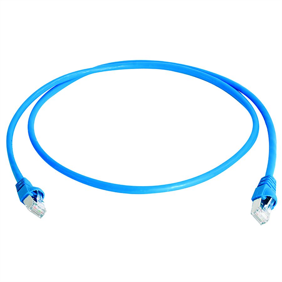 TELEGÄRTNER Mini patch cord S/FTP Cat.6A, MP8 FS500, LSZH, blue, blue, 2 m