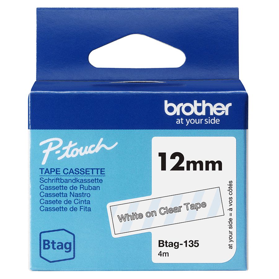 Brother BTAG-135 label-making tape White on transparent
