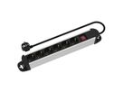 ROLINE Power Strip, 6-way, with Switch, Aluminium Housing, black / silver, 3 m