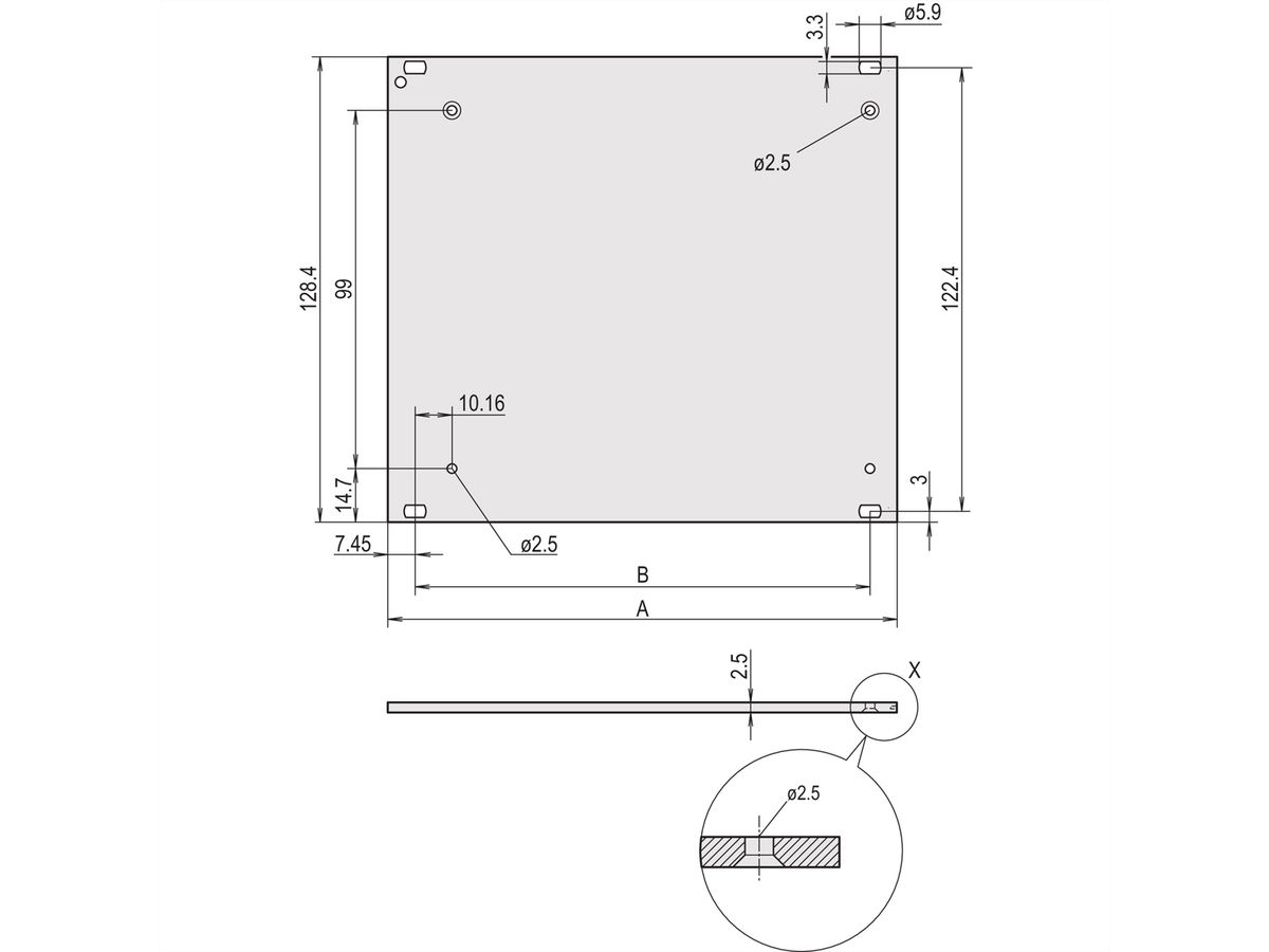 SCHROFF HF-frame type insteekmodule Frontplaat, 3 HE, 12 PK, 2,5 mm, Al, geanodiseerd front, geleidend achteraan