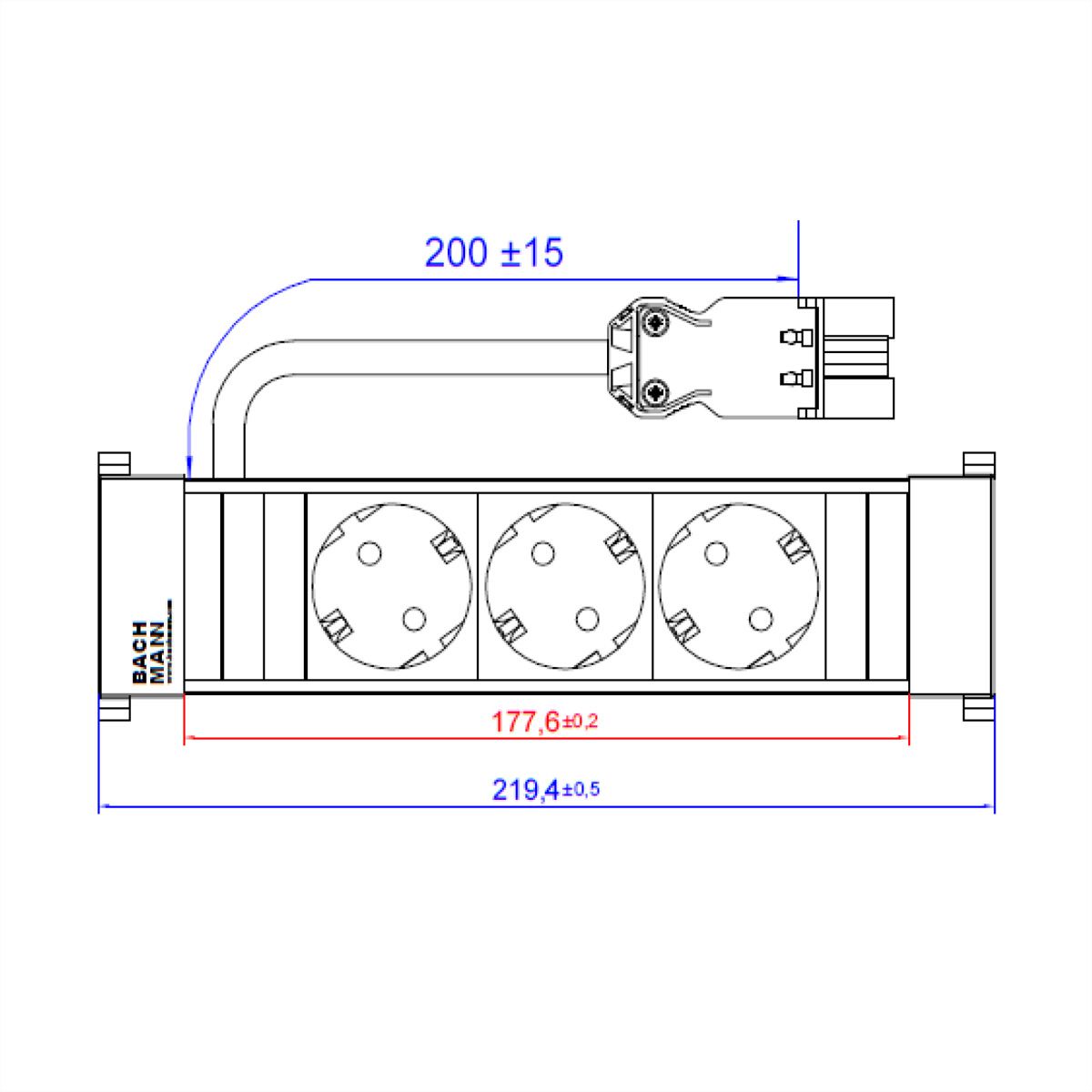 BACHMANN POWER FRAME 3xCEE7/3 short plastic profile