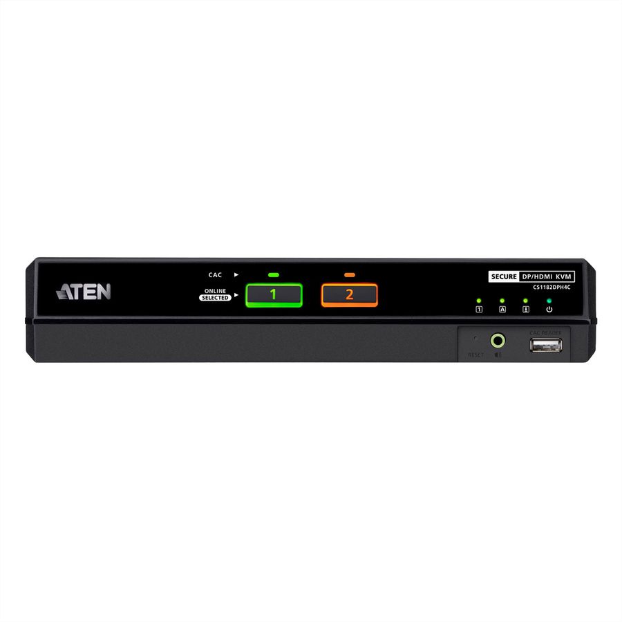 ATEN CS1182DPH4C 2-poorts USB 5K DP/HDMI, Universele beveiligde KVM switch voor één scherm met CAC