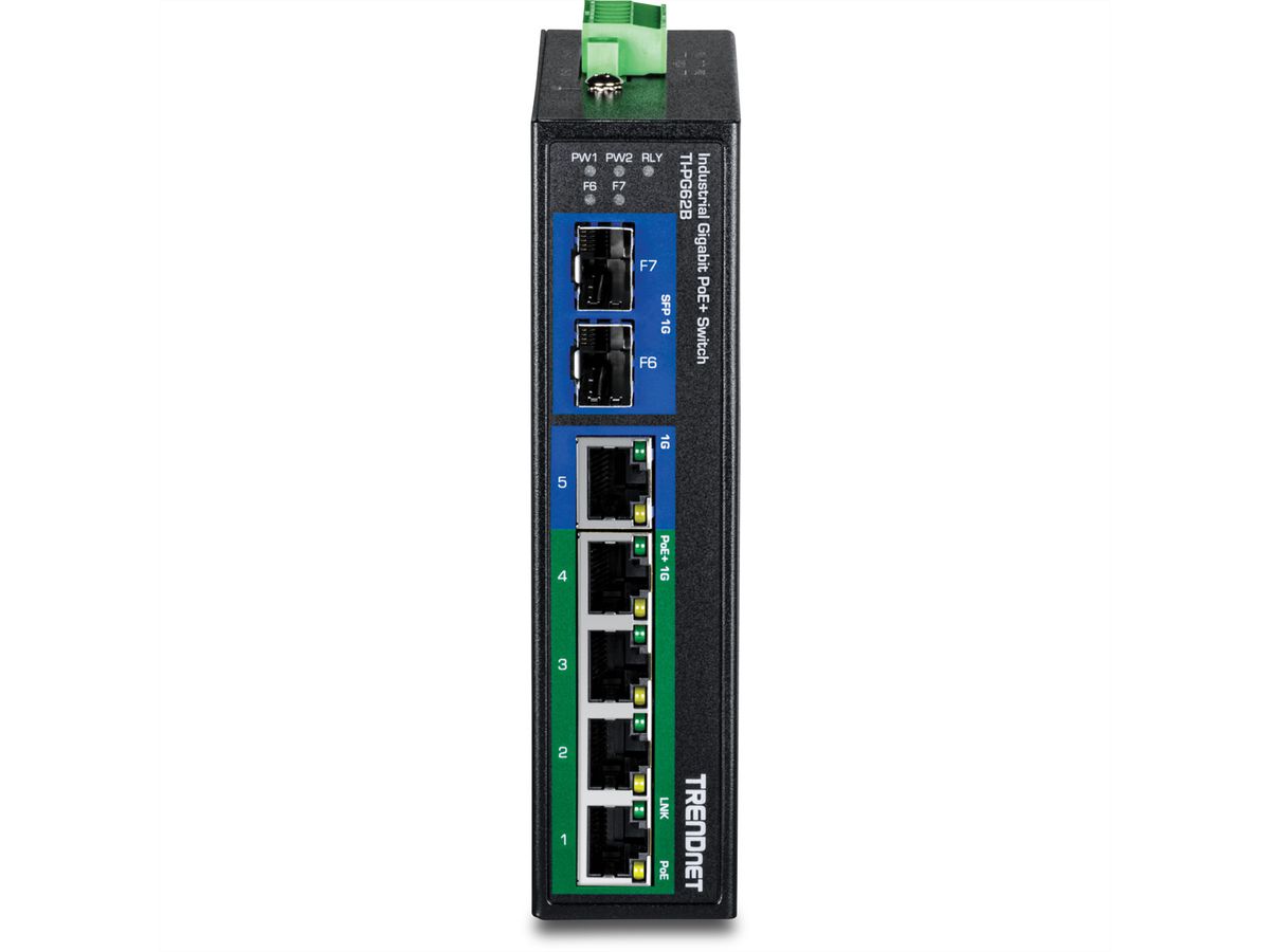 TRENDnet TI-PG62B 7-poorts Industriële Gigabit Switch PoE+ 2SFP