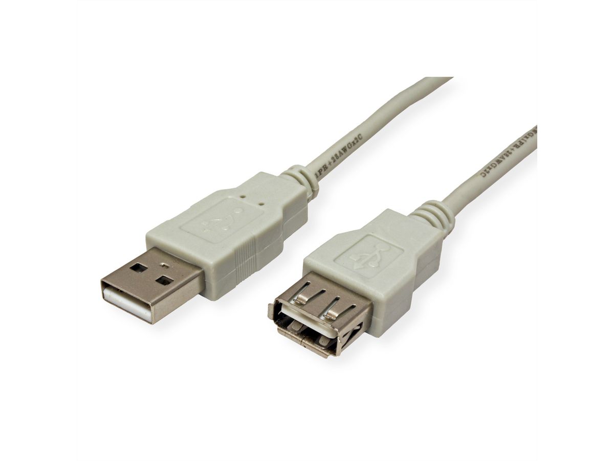 STANDARD USB 2.0 Cable, Type A-A, M - F, beige, 3 m
