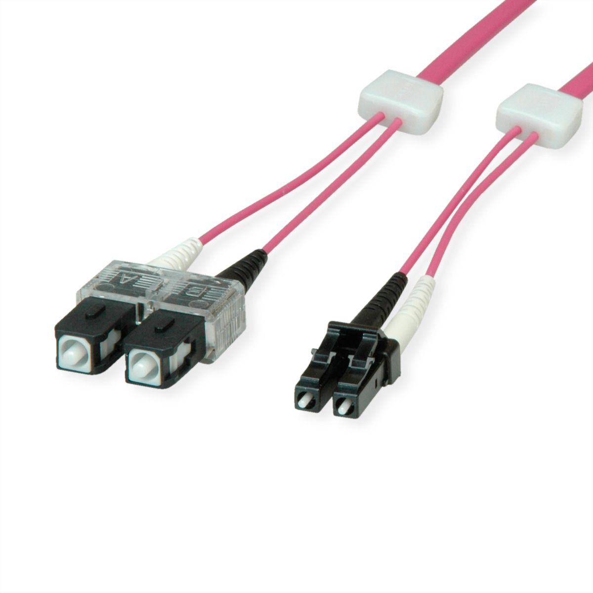 EasyLan Patch cables LED-Duplex 50/125µm OM4, LC/SC, violet, 1 m