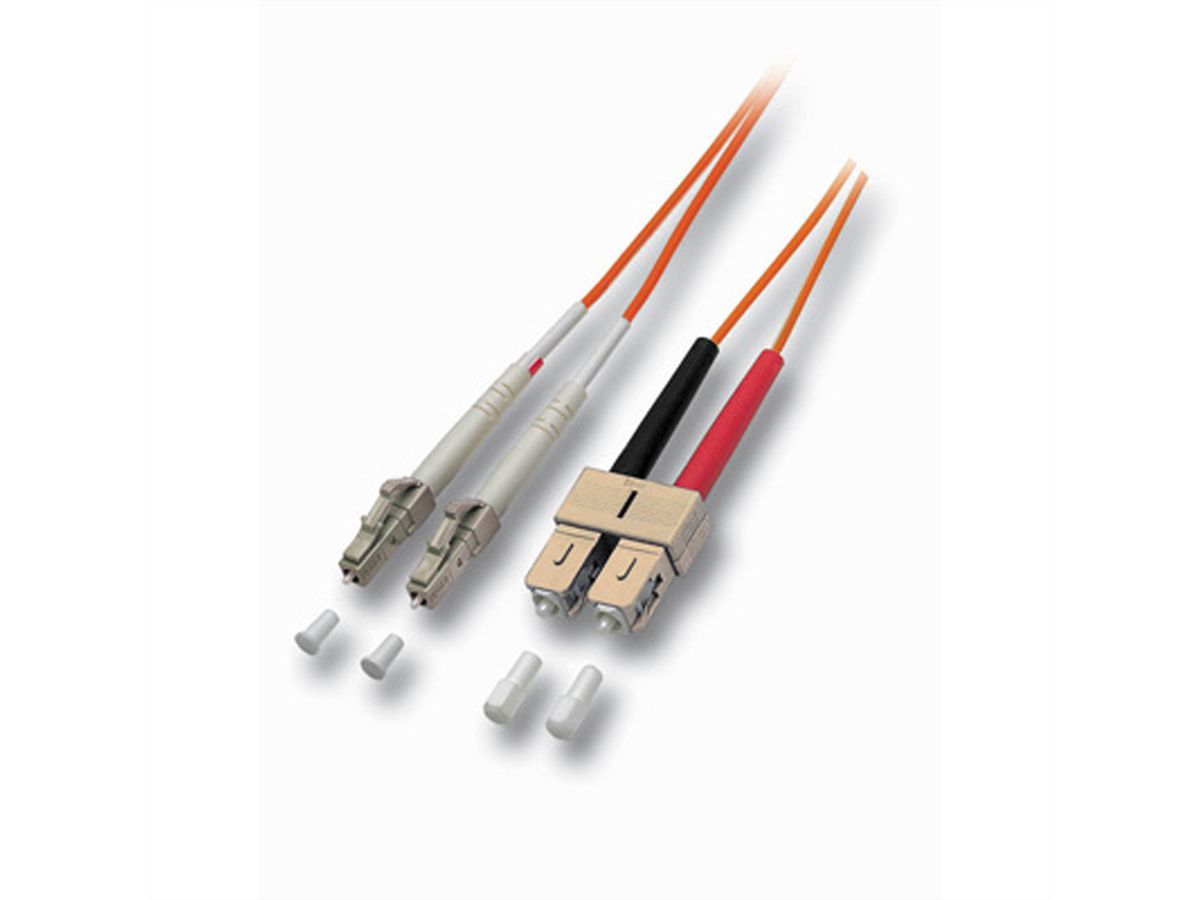 Fibre kabel duplex. 50/125 µm LC/SC, oranje, 3 m