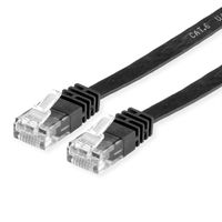 VALUE Patchkabel Kat.6 (Class E) UTP, extra plat, Platte kabel, zwart, 0,5 m