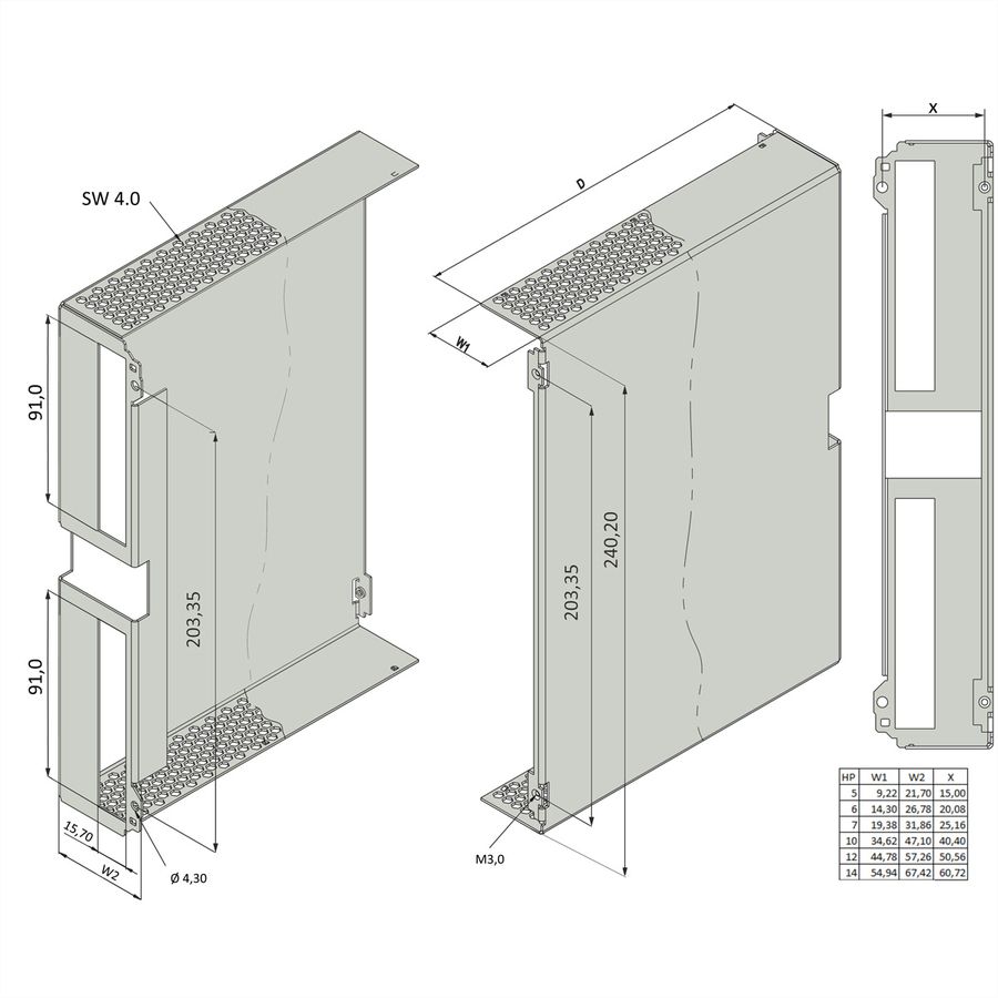 PIU SIDE COVER S 6U 10HP 227D