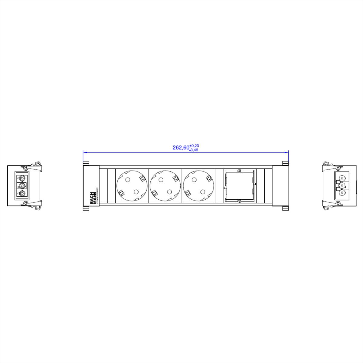 BACHMANN CONFERENCE TOP FRAME Medium inzetstuk 3x geaard contact 1x ABD