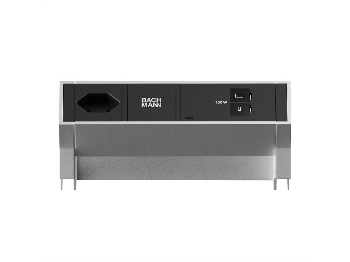 BACHMANN DESK2 1xCH 90° 1xUSB C/C 100W, L=0,2m INOX