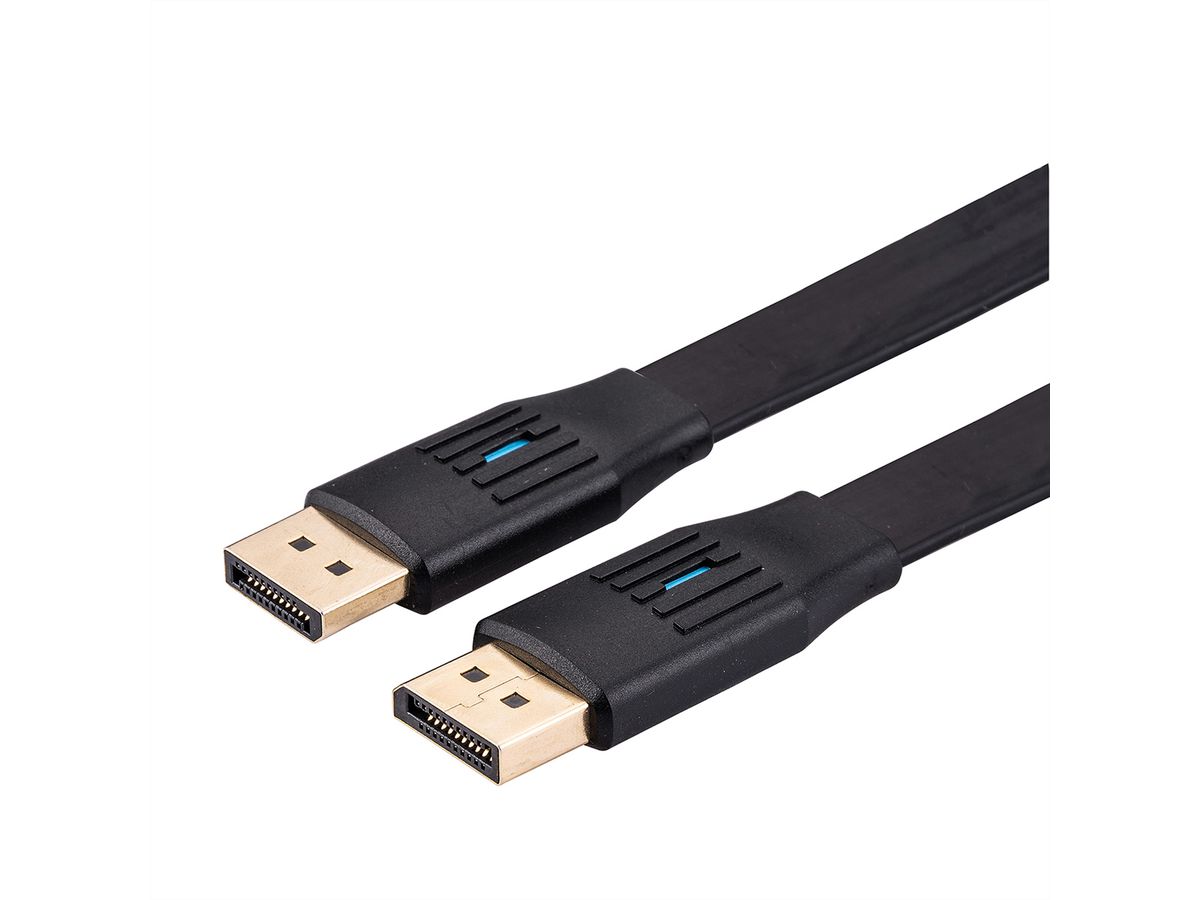 VALUE Flat DisplayPort Cable, v1.4, DP-DP, M/M, black, 2 m