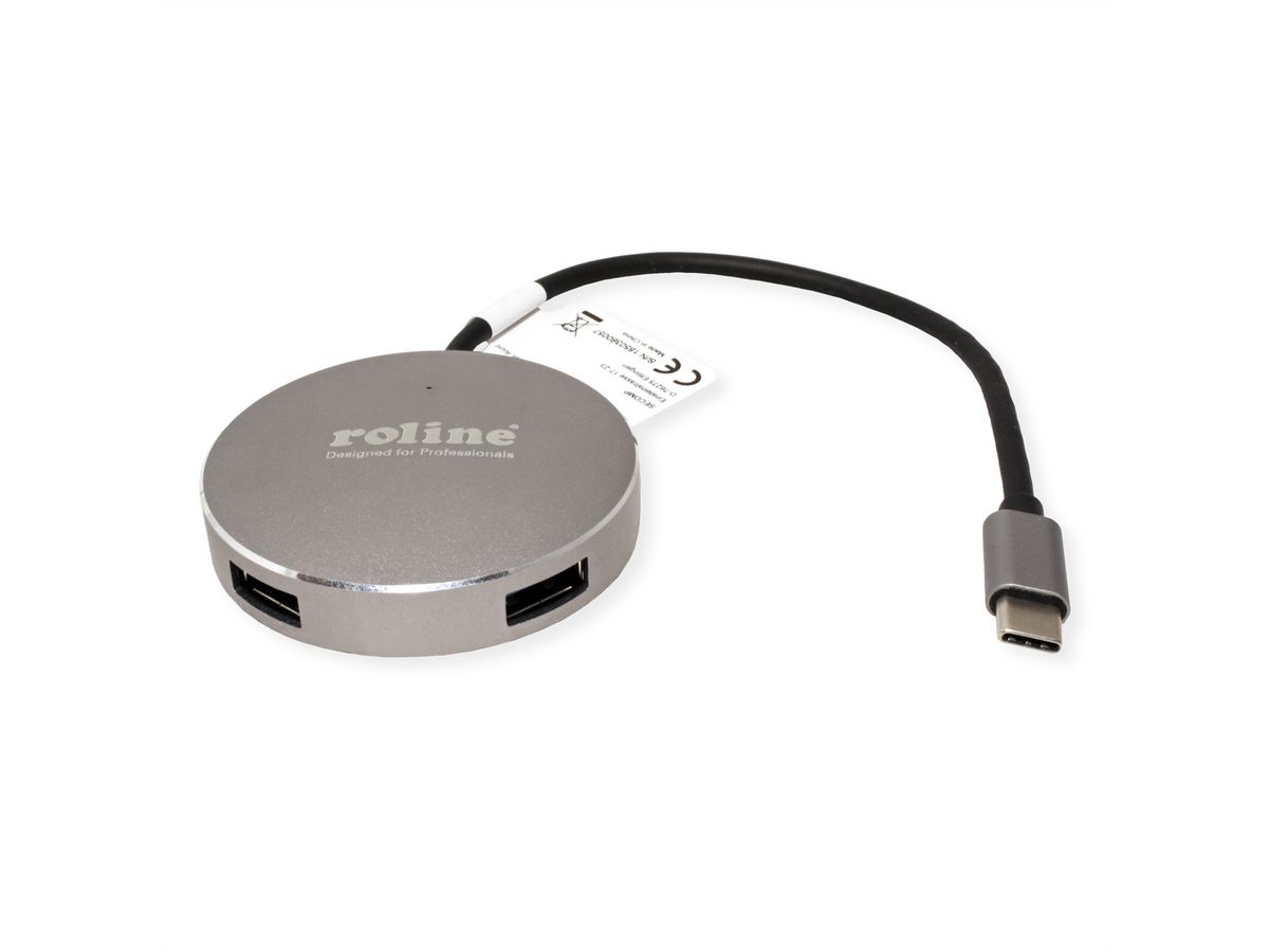 ROLINE USB 3.2 Gen 1 hub, rond, 4-voudig, type C aansluitkabel