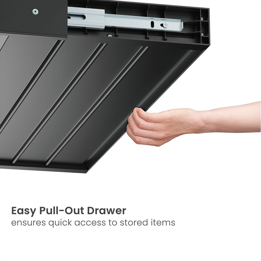 VALUE Ultra-Slim Underdesk Mount Storage Drawer, 758 mm width, black