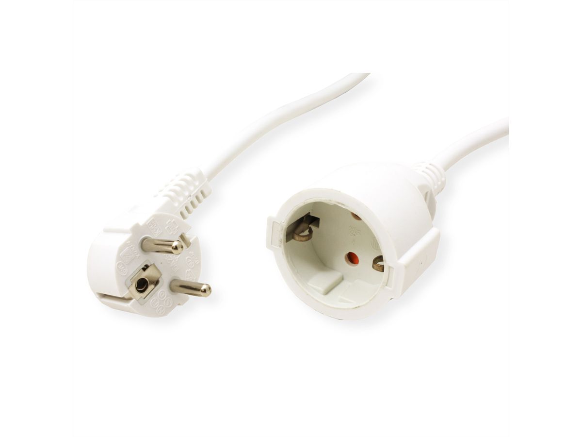 VALUE Extension Cable with 3P. German connectors, AC 230V, white, 3 m