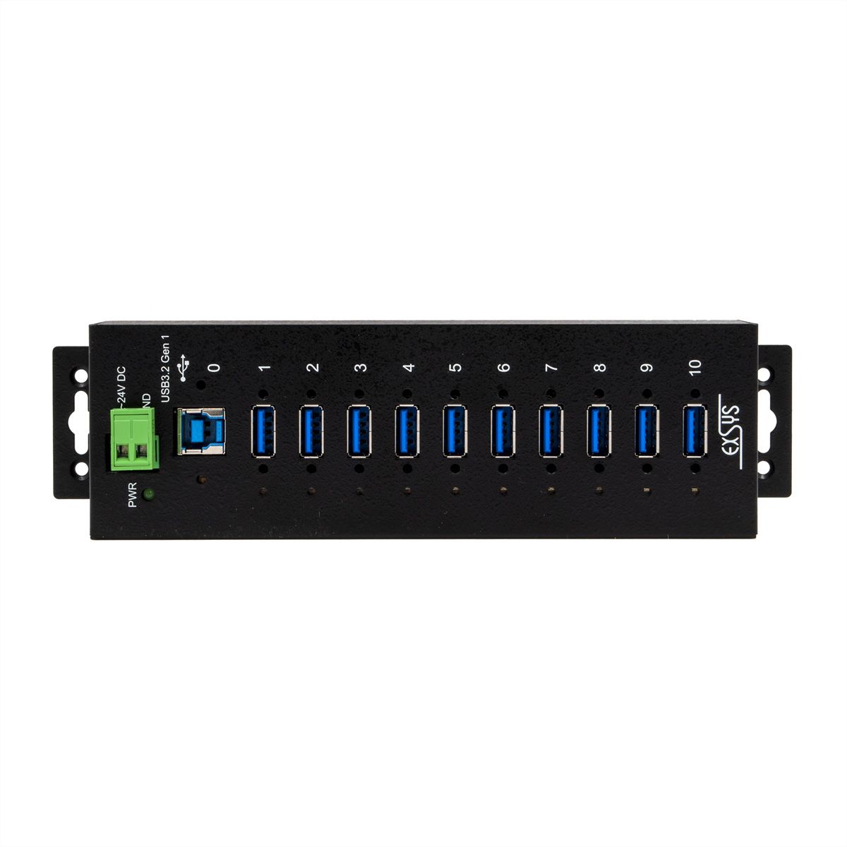 EXSYS EX-1510HMVS 10 Port USB 3.2 Gen1 Managed Metall HUB mit 15KV ESD Überspannungs-Schutz Din-Rail
