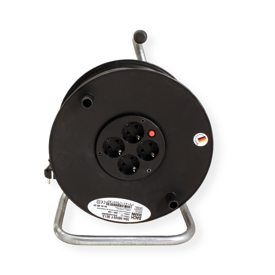 BACHMANN protective contact retractable cable reel 4gang 230VAC, 50 m
