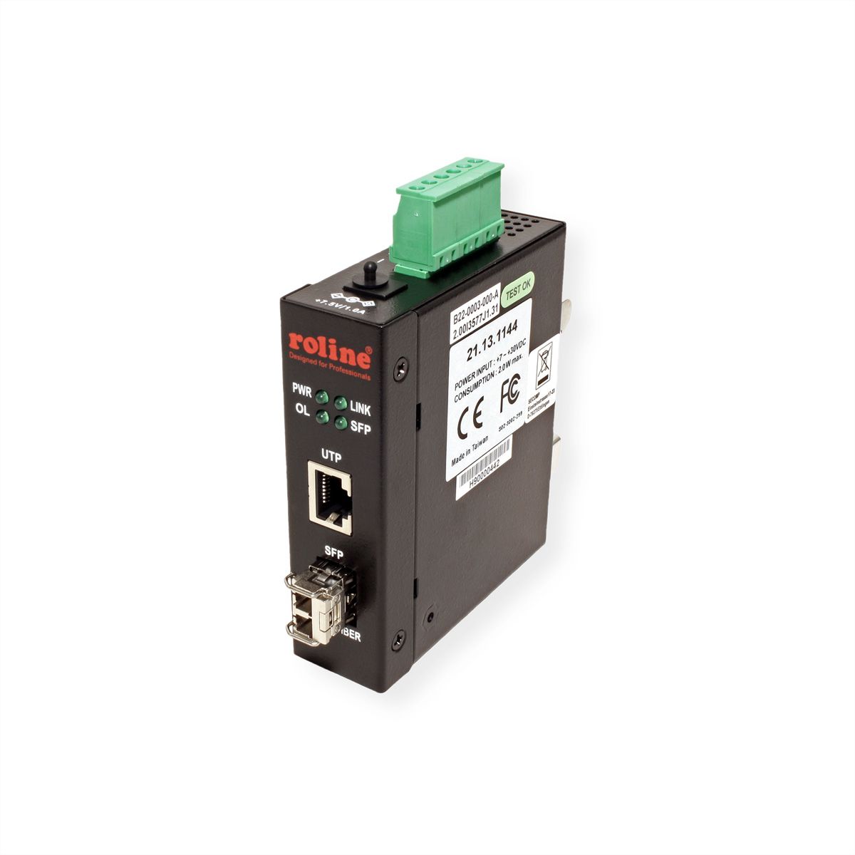 ROLINE Industrial Converter RJ-45, incl. mini GBIC, Fiber Optic 1000SX/LC