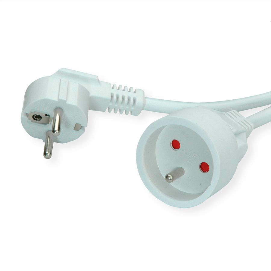 VALUE Extension Cable with 3P. Connectors, UTE Version, AC 230V, white, 10 m