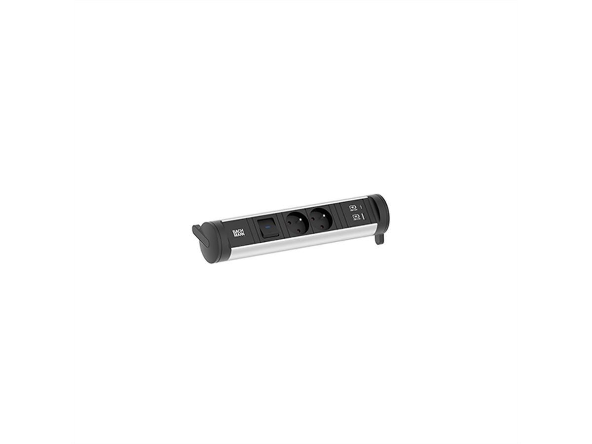 BACHMANN CYCLE Sokkel 2xUTE 1xschakelaar 1xUSB A/C 22W 0,2m GST18