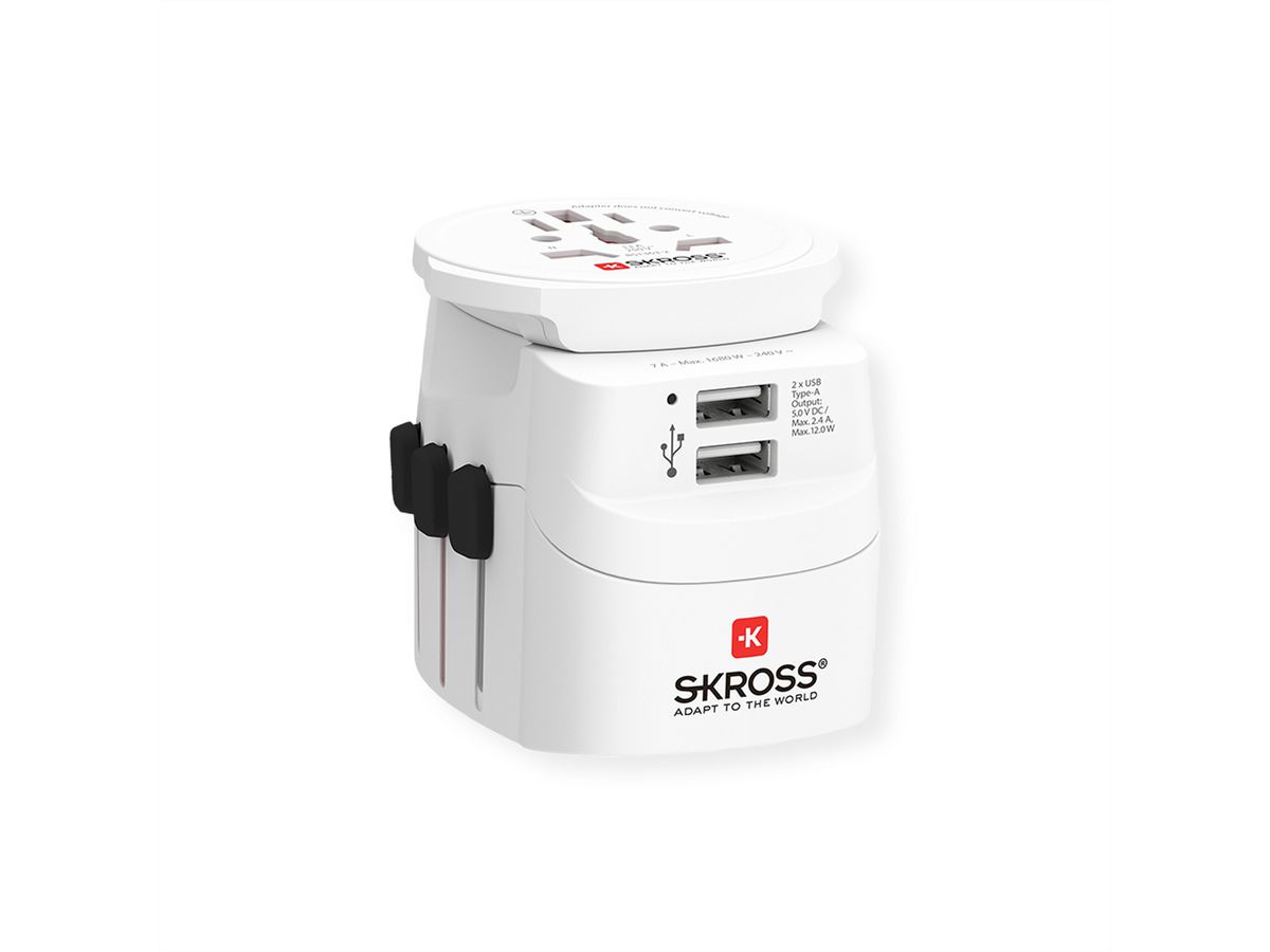 Skross PRO Light USB 2A - World with USB C cable, worldwide