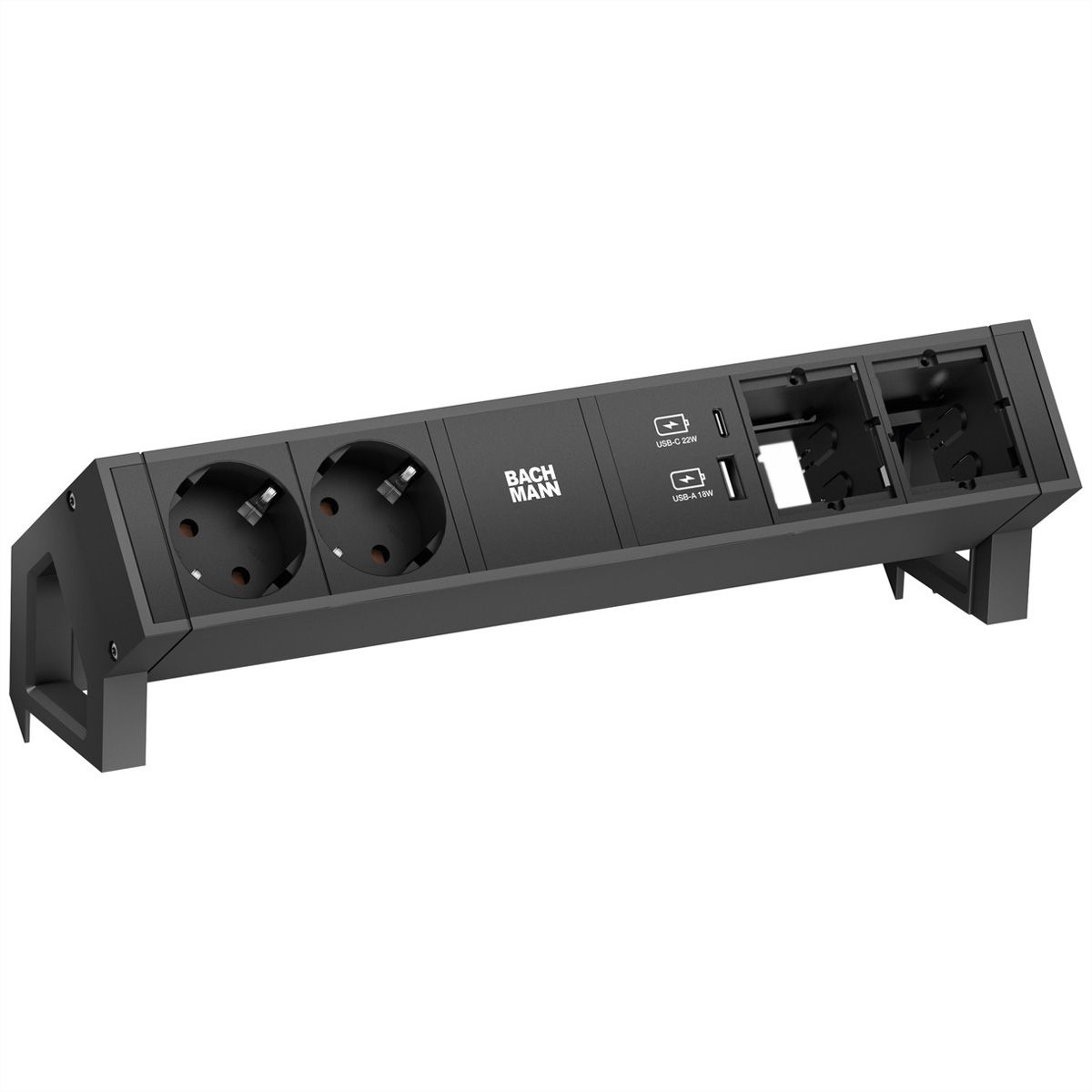 BACHMANN DESK2 2xCEE7/3, USB-Charger A/C, 2xCM, power 0,2m GST18 RAL9005