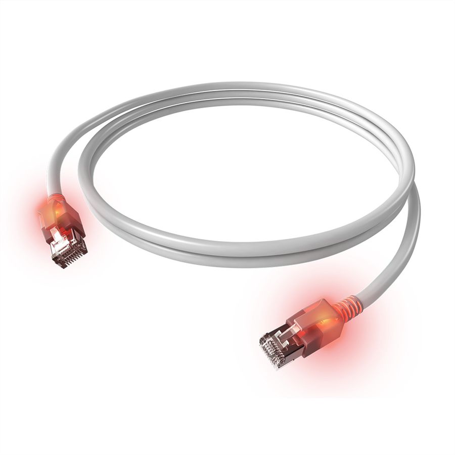 EasyLan S/FTP DualBoot LED Patch Cable Cat.6A, RJ45 / RJ45, LSOH, white, 7.5 m