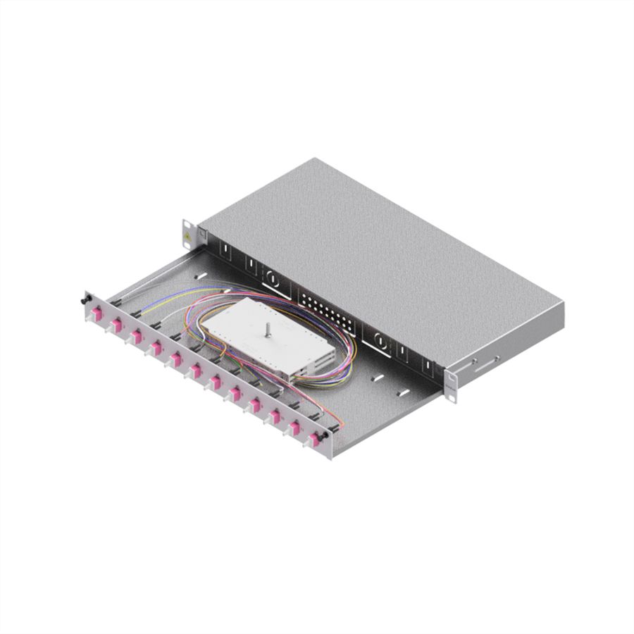 FO Splice Housing, Grade C 19" 1U, 12 Ports, 12x LC-Duplex, OM4