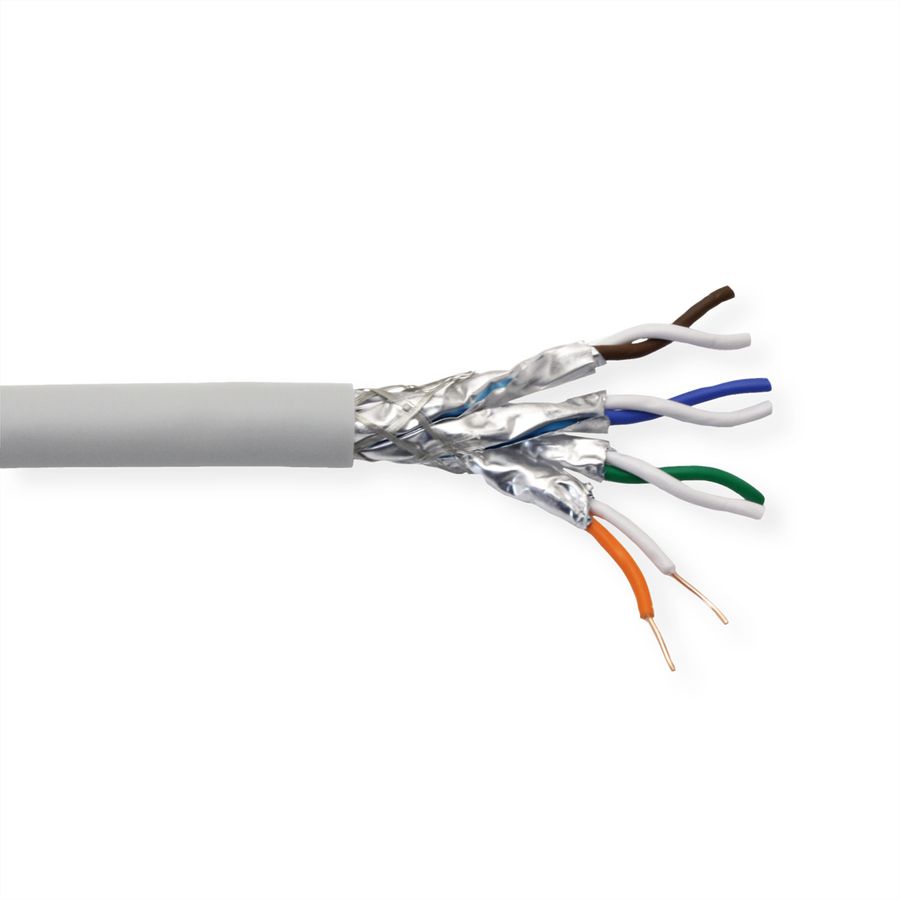VALUE S/FTP (PiMF) kabel, Cat.8 (Klasse I), massieve kabel, AWG22, LSOH, grijs, 100 m
