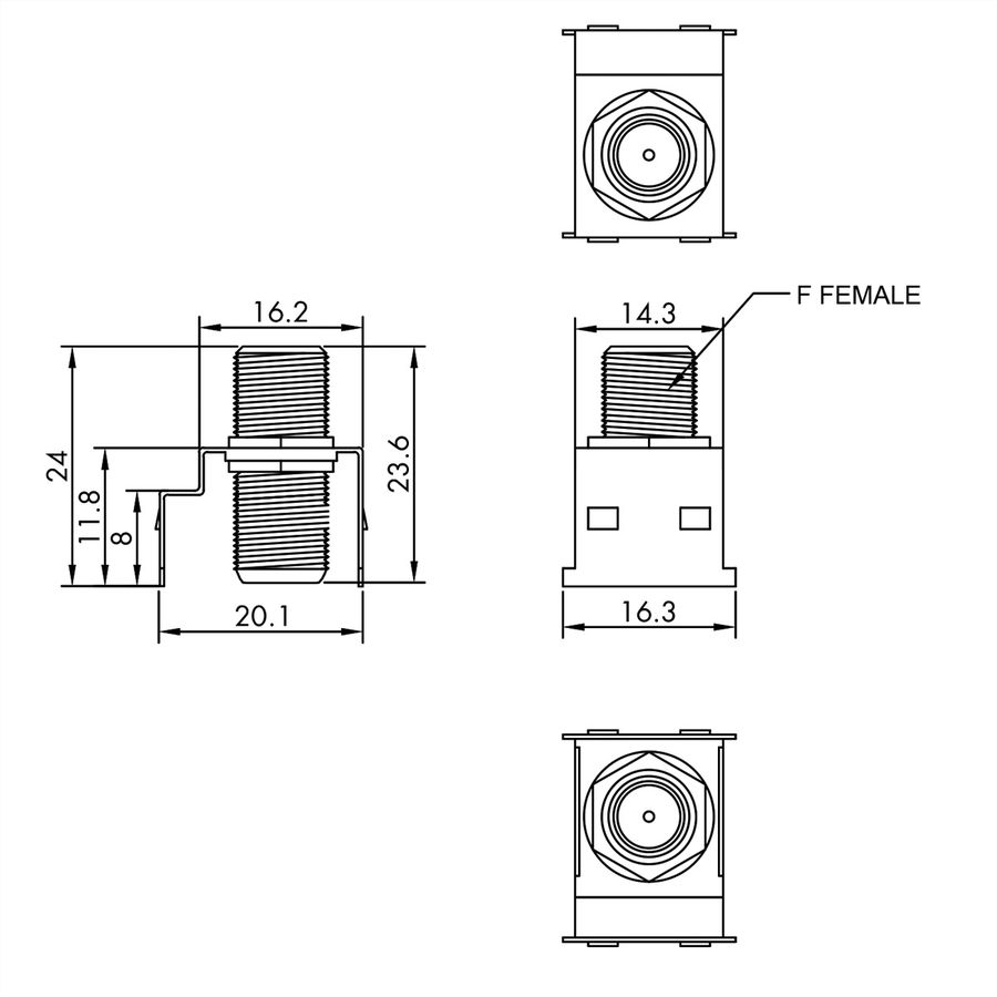 ROLINE F-Type Keystone Coupler, Metal, Shielded