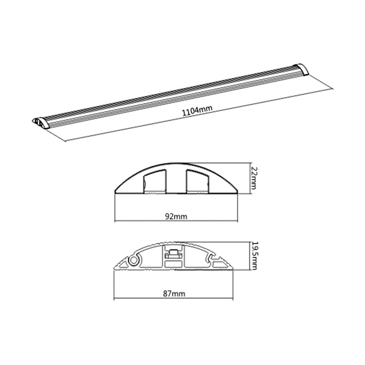 ROLINE 2-Channel Aluminum Floor Cable Cover, 92 x 22 mm, silver, 1.1 m