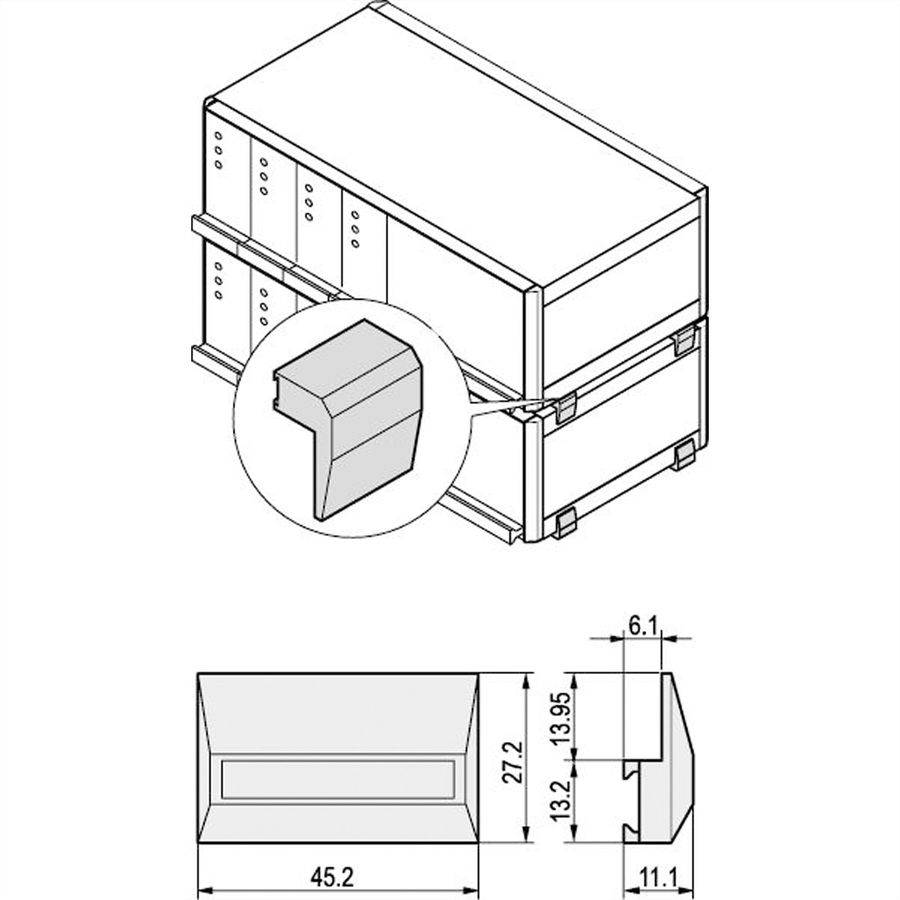 SCHROFF Stacking Aid Kit for RatiopacPRO/-Air Case or Interscale, RAL 9006