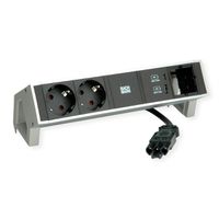 BACHMANN DESK2 2xbeschermend contact USB A&C, USB Lader 22W 1xABD 0,2m GST18 INOX