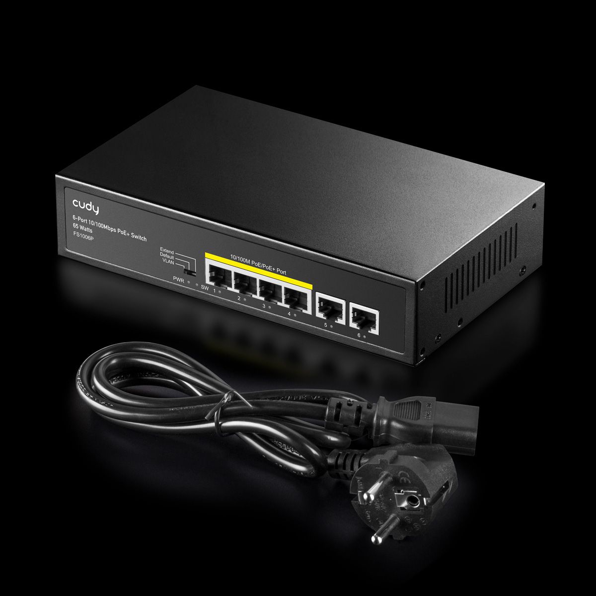 CUDY FS1006P 6-poorts 10/100M PoE+ Switch 60W