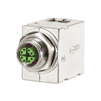 METZ CONNECT M12 Panel feed through adapters, X-coded, to RJ45 - angled