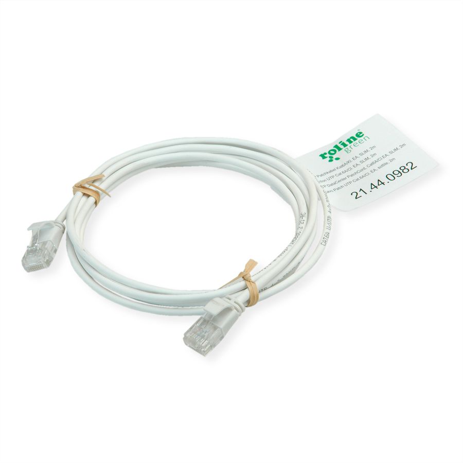 ROLINE GREEN UTP patchkabel Cat.6A (Class EA), LSOH, extra dun, wit, 0,5 m