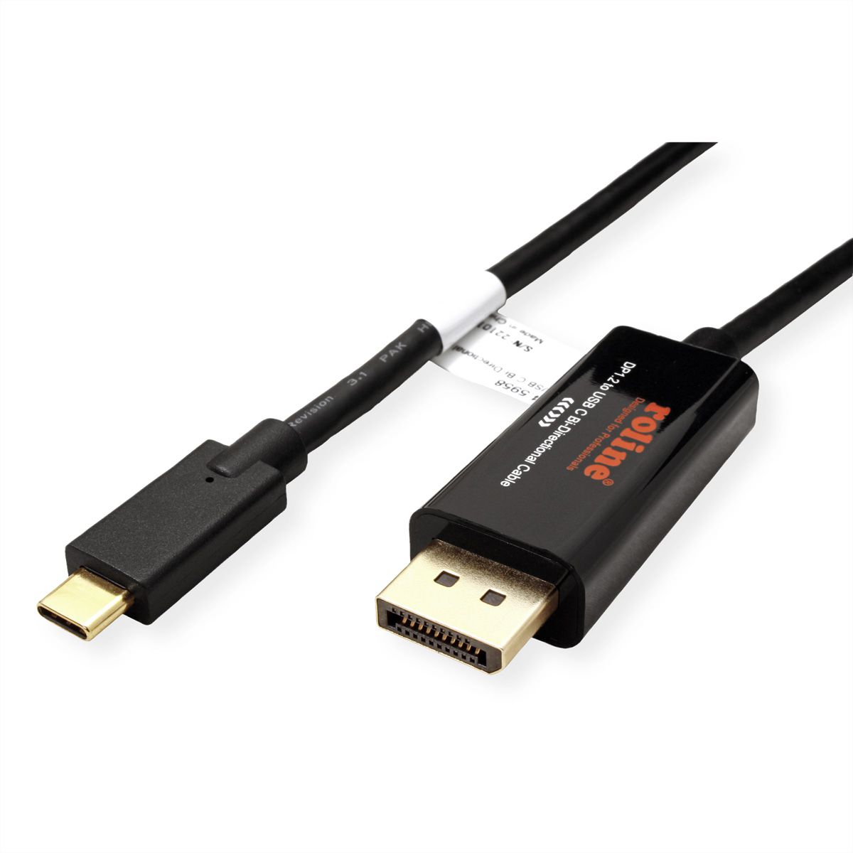 ROLINE Adapterkabel USB-C - DisplayPort, v1.2, bidirectionel, M/M, 2 m