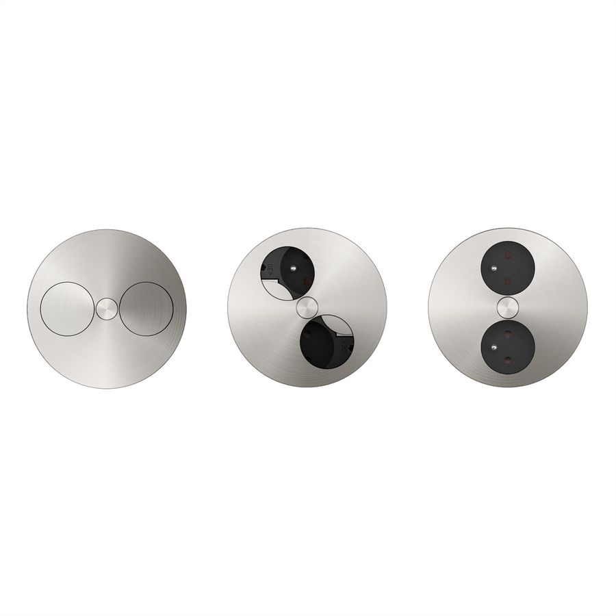 BACHMANN TWIST 2S 2x UTE, earthing contact mounting plug, silver, 2 m