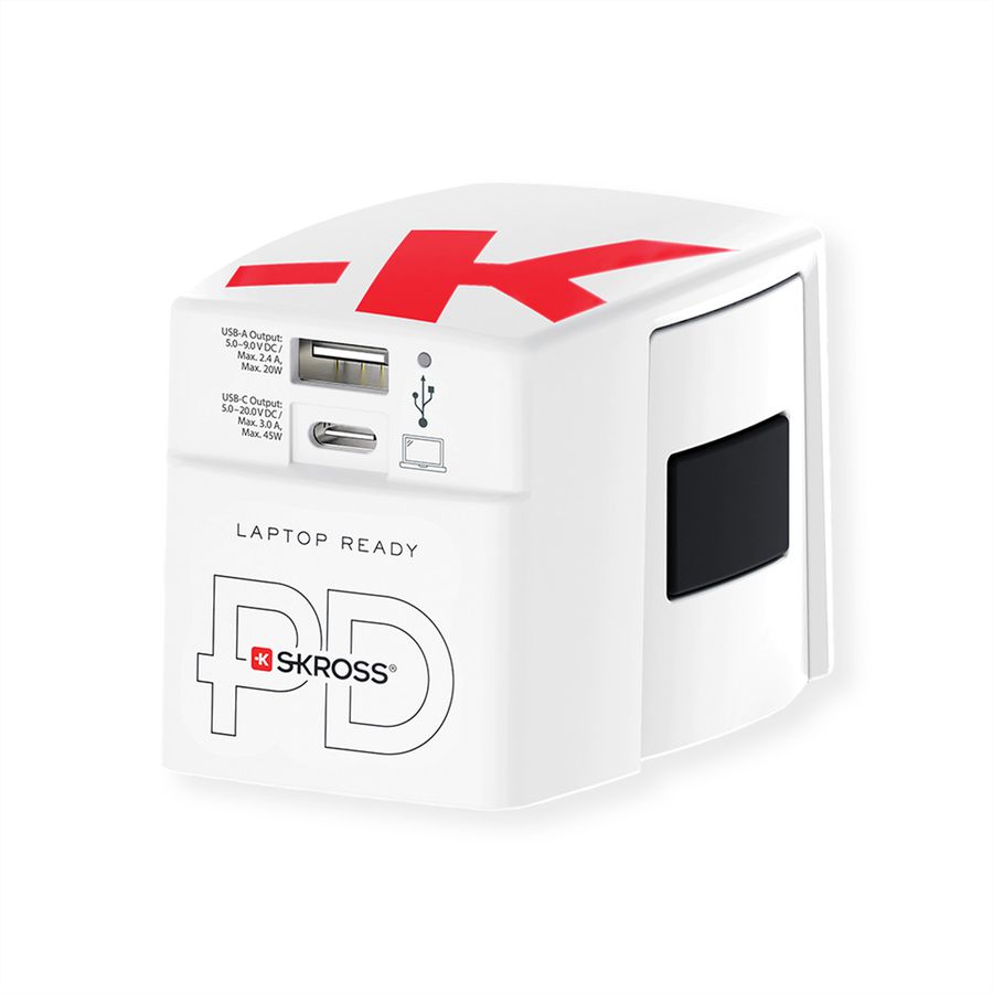 Skross World USB Charger AC45PD with USB C cable, worldwide
