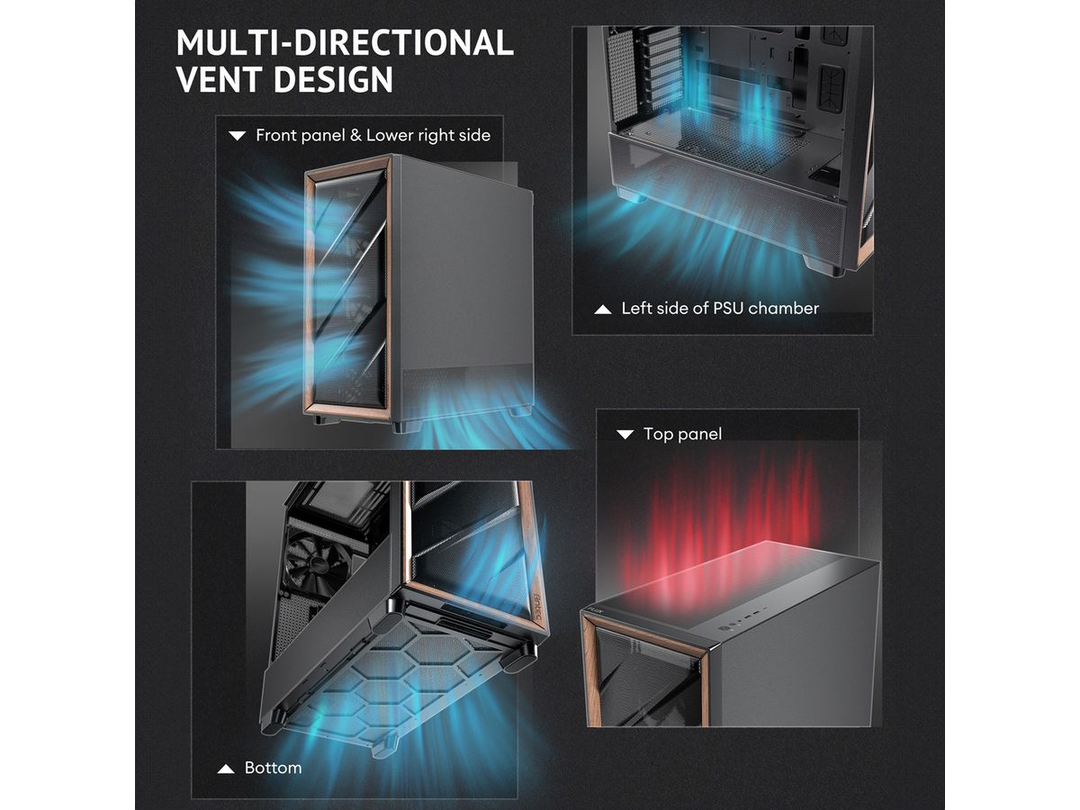 ANTEC FLUX PC case Midi Tower Gaming ATX, black