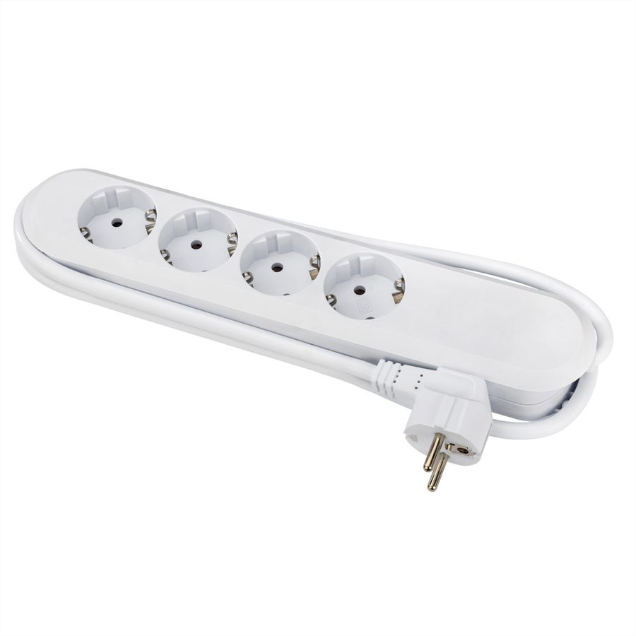BACHMANN SMART stekkerdoos 4x geaard contact, wit, 1,5 m
