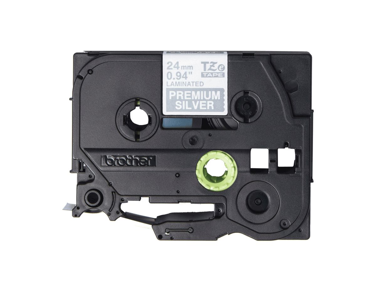 Brother TAPE/TZePR955 24MM WHITE ON SILVER label-making tape