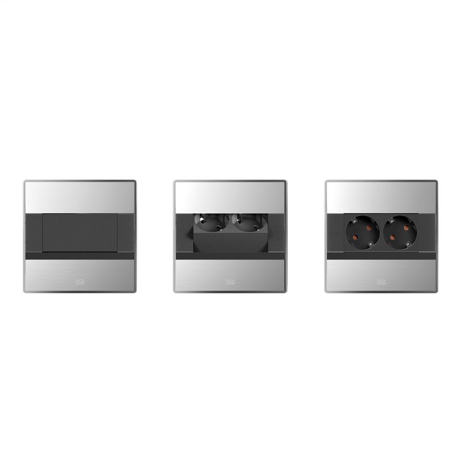 BACHMANN SENSE stainless steel look 2x CEE7/3, L=2.0m AEH