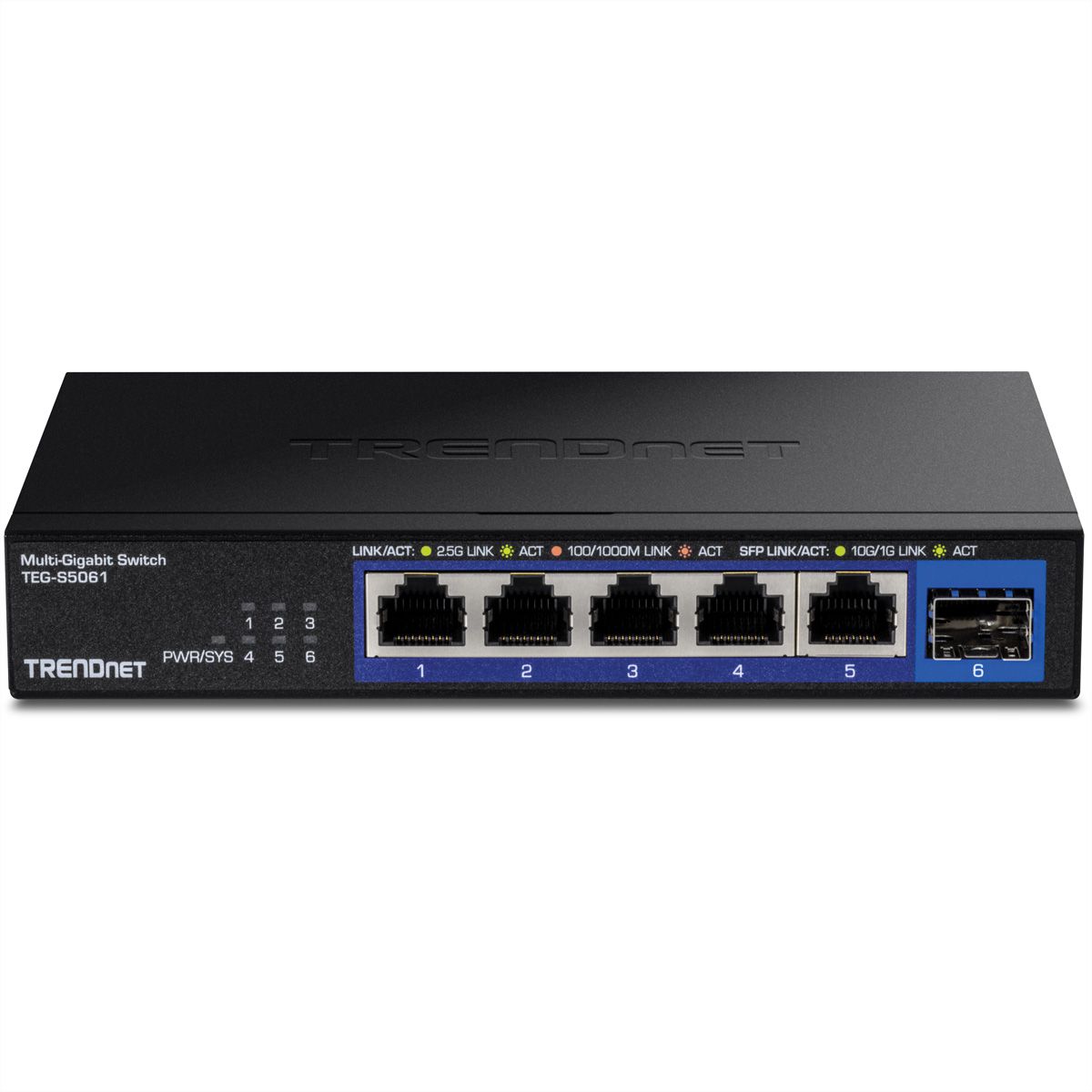 TRENDnet TEG-S5061 6-poorts switch, 2,5G unmanaged switch met 10G SFP+-poort