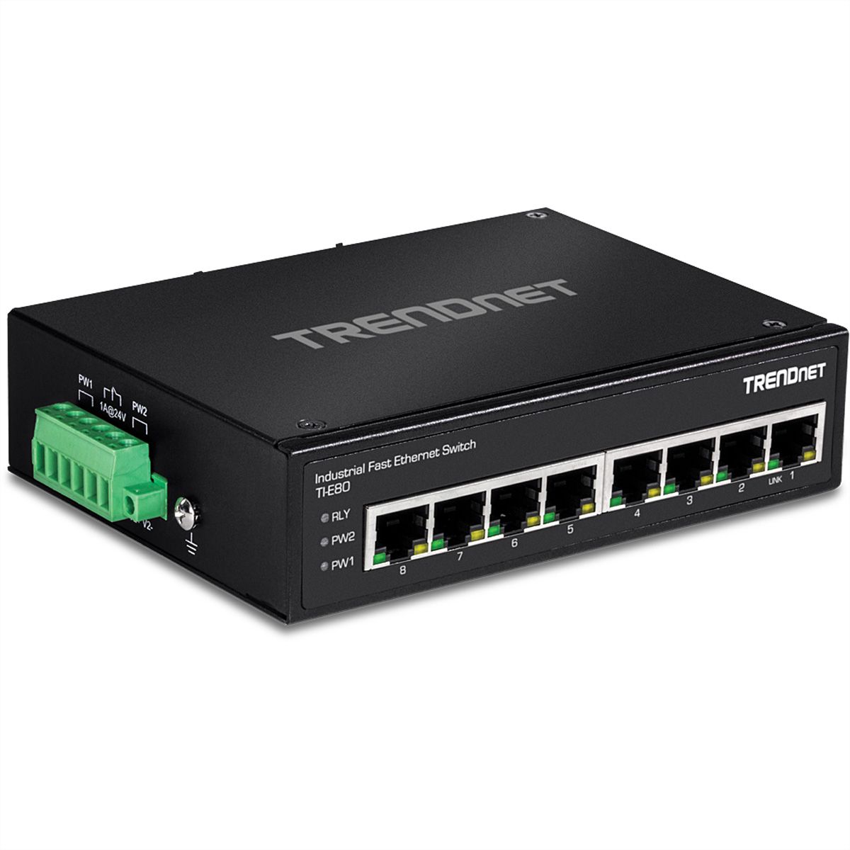 TRENDnet TI-E80 Industriële Fast Ethernet DIN-rail switch 8-poorts