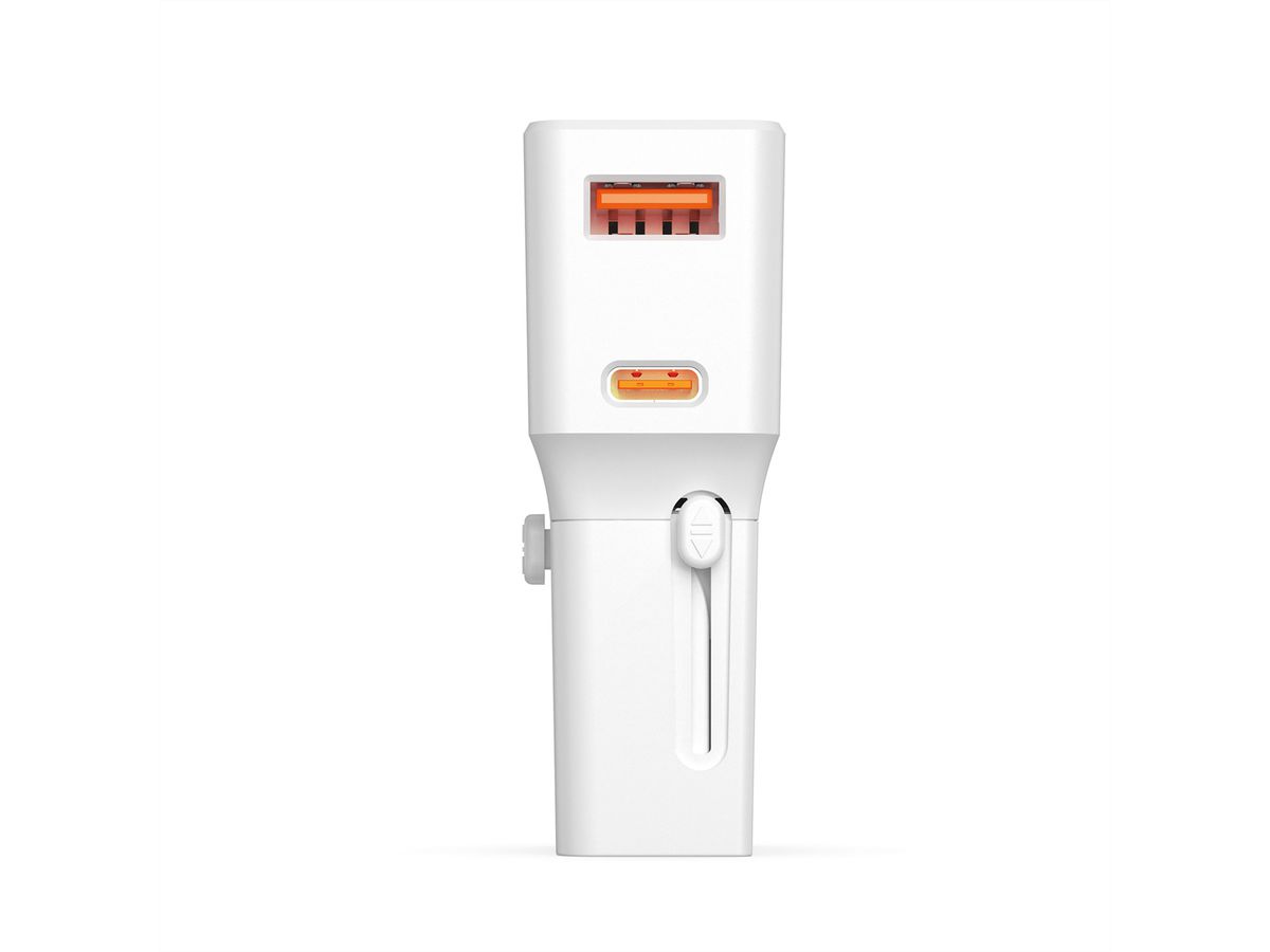 VALUE POCKET Travel Charger, EU/UK/US, 2x Ports (A+C), 25W