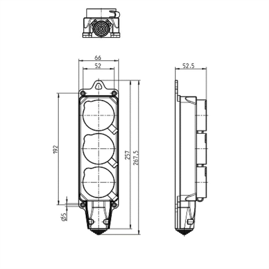 BACHMANN distributor socket outlet 3xCEE7/3, 3x earthing contact IP44