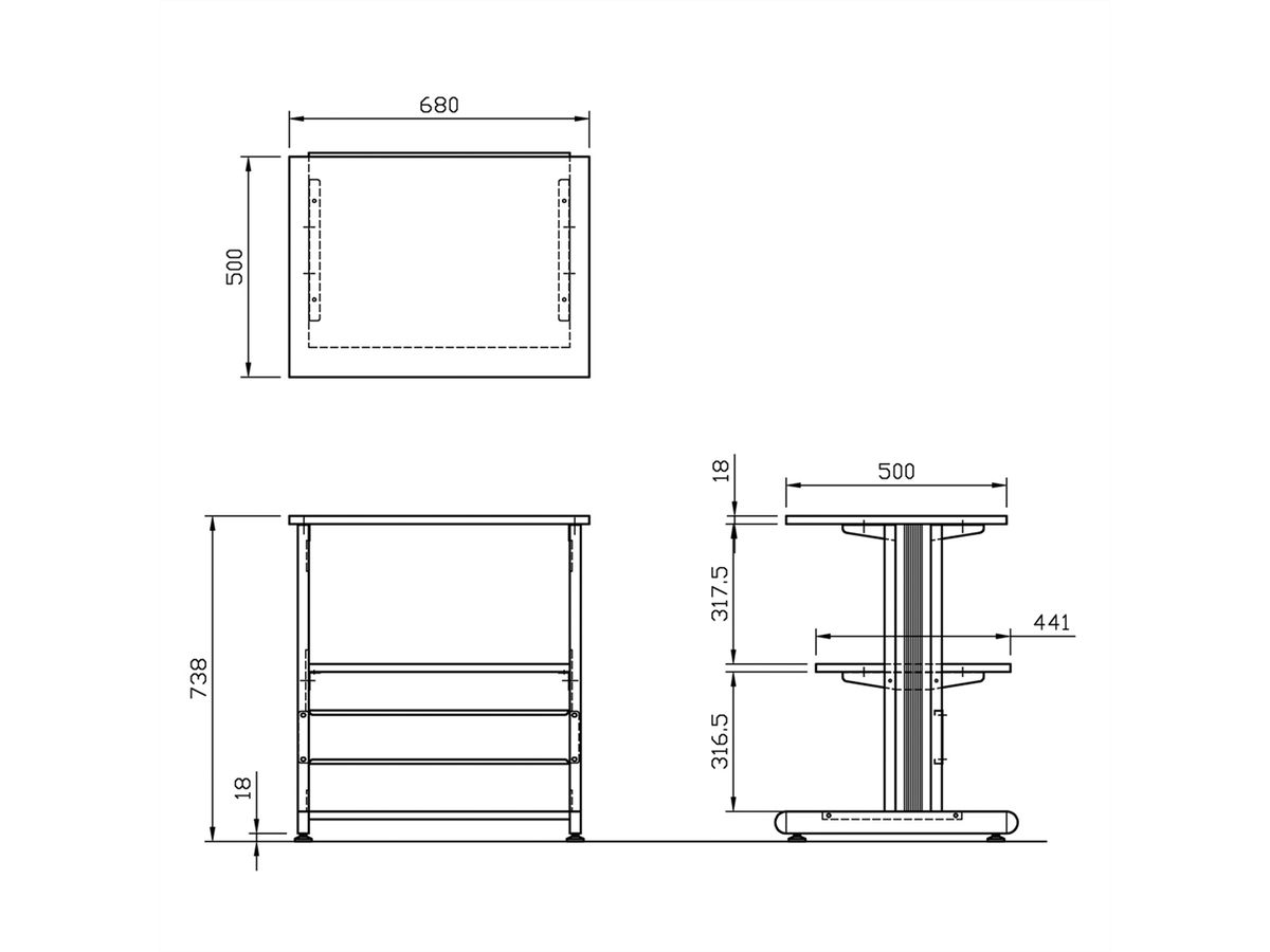 ROLINE Printer Table, up to 80 kg, grey