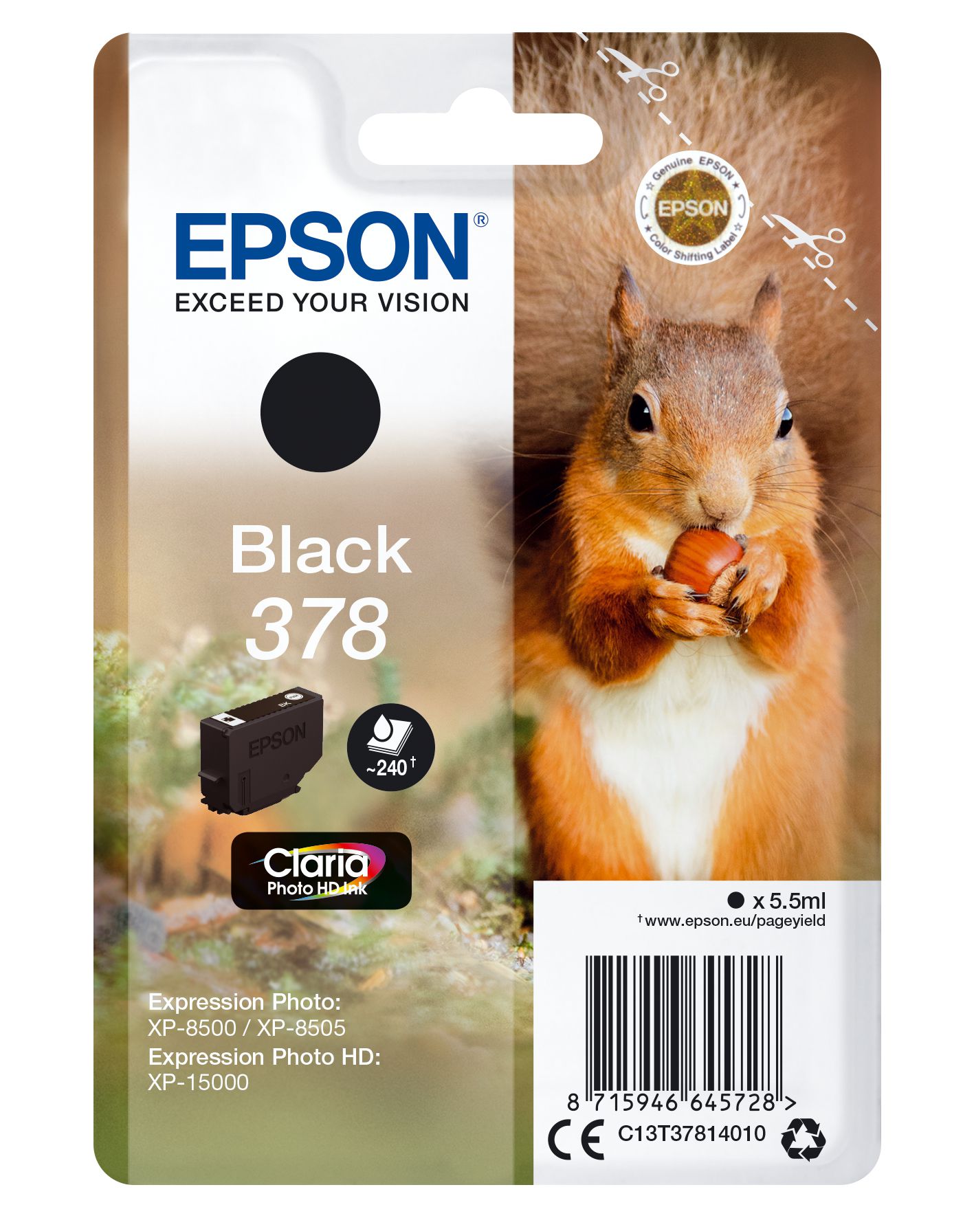 Epson Singlepack Black 378 Claria Photo HD Ink