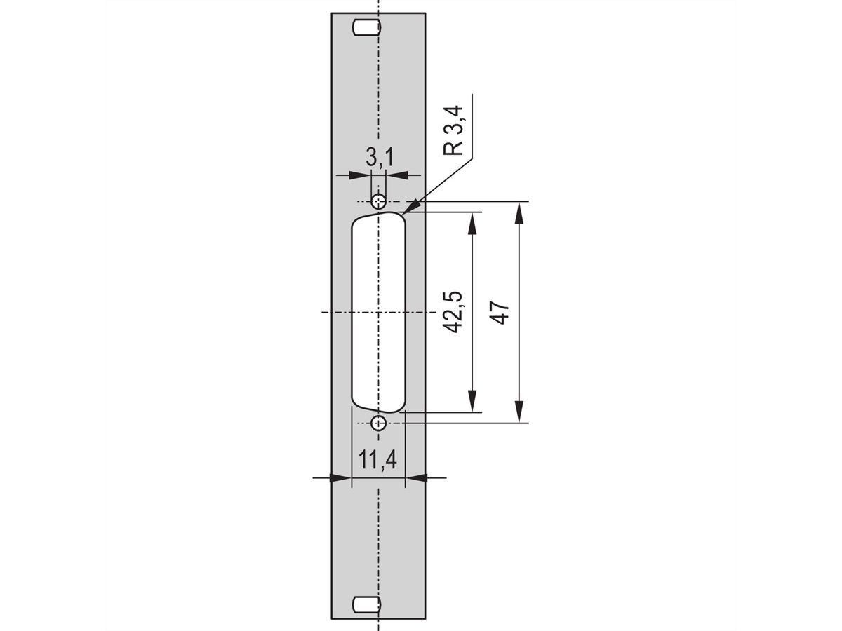 SCHROFF 19" Front Panel With D-Sub Cutout, 1x25-pin, 3U, 4 HP, 2.5 mm, Al, RAL 7035