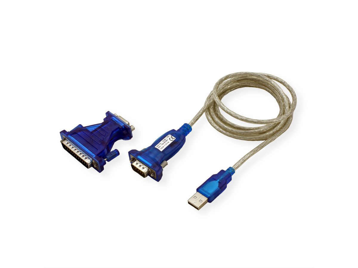 VALUE Converter Cable USB to Serial, turquoise, 1.8 m